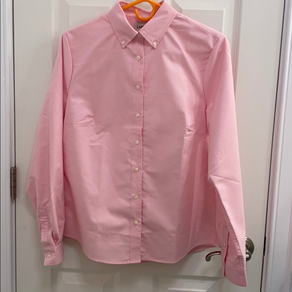 Lands’ End Pink Button Down Shirt NWOT